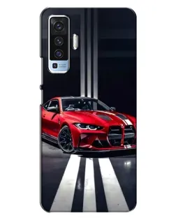 Чехол для Vivo X50 с картинкой «Красная BMW на дороге»