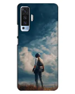 Чехол для Vivo X50 с картинкой «Герой PUBG на скале»