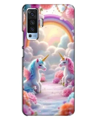 Чехол для Vivo X50 с картинкой «Радуга и единороги»