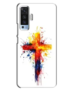 Чехол для Vivo X50 с картинкой «Акварельный крест»