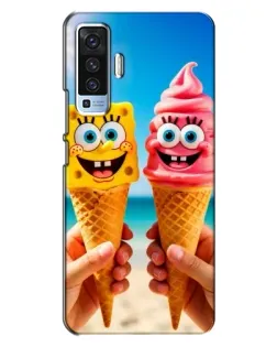 Чехол для Vivo X50 с картинкой «Спанч Боб мороженое»