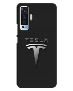 Чехол для Vivo X50 с картинкой «Стальной логотип Tesla»