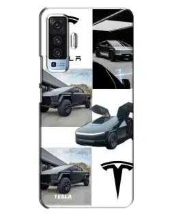 Чехол для Vivo X50 с картинкой «Коллаж Cybertruck Tesla»