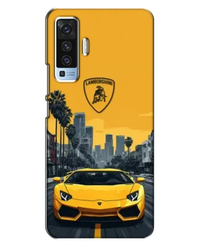 Чехол для Vivo X50 с картинкой «Желтый Lamborghini город»
