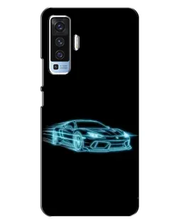 Чехол для Vivo X50 с картинкой «Неоновый контур Lamborghini»