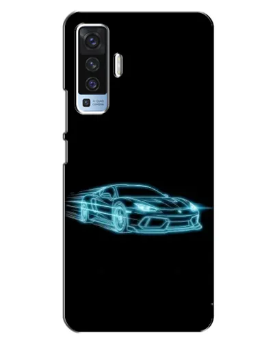 Чехол для Vivo X50 с картинкой «Неоновый контур Lamborghini»