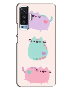 Чехол для Vivo X50 с картинкой «Pusheen трио»