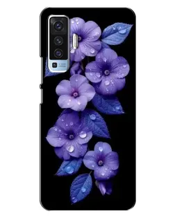 Чехол для Vivo X50 с картинкой «Фиолетовые цветы с росою»