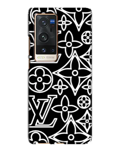 Чехол для Vivo X60 Pro Plus с картинкой «Черно-белый узор LV»