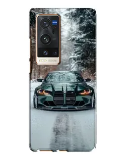 Чехол для Vivo X60 Pro Plus с картинкой «BMW в зимнем лесу»