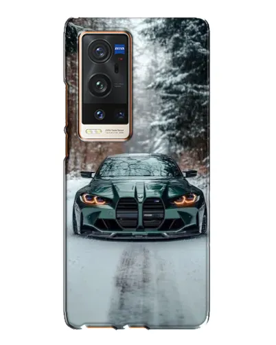 Чехол для Vivo X60 Pro Plus с картинкой «BMW в зимнем лесу»