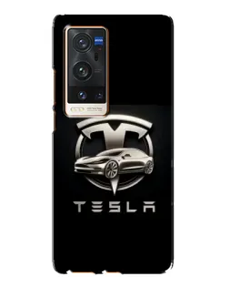 Чохол для Vivo X60 Pro Plus з картинкою «Tesla — срібне авто»