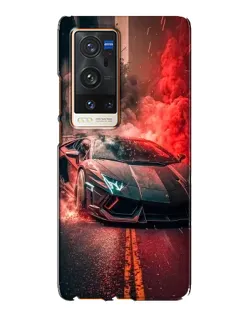 Чохол для Vivo X60 Pro Plus з картинкою «Lamborghini червоний дим»