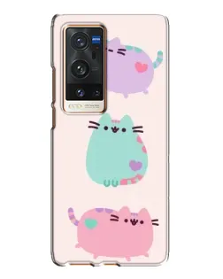 Чехол для Vivo X60 Pro Plus с картинкой «Pusheen трио»