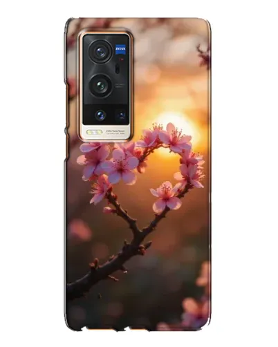 Чехол для Vivo X60 Pro Plus с картинкой «Розовый цвет сердце на фоне заката»