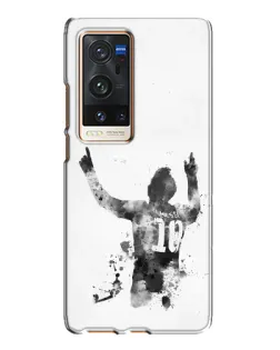 Чохол для Vivo X60 Pro Plus з картинкою «Чорно-білий силует Мессі»