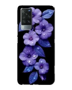 Чохол для Vivo X60 Pro з картинкою «Фіолетові квіти з росою»