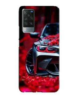 Чехол для Vivo X60 с картинкой «Спортивная BMW и цветы»