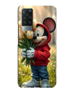 Чехол для Vivo X60 с картинкой «Микки с тюльпанами»