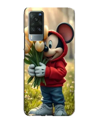 Чехол для Vivo X60 с картинкой «Микки с тюльпанами»
