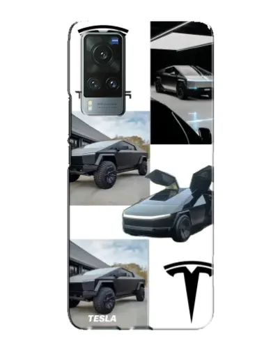 Чехол для Vivo X60 с картинкой «Коллаж Cybertruck Tesla»