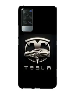Чехол для Vivo X60 с картинкой «Tesla — серебристое авто»