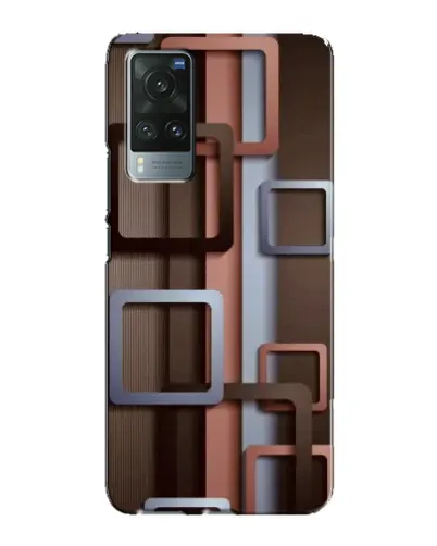 Чохол для Vivo X60 з картинкою «Коричневі об'ємні квадрати»