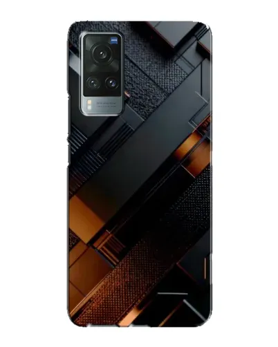Чохол для Vivo X60 з картинкою «Чорні геометричні блоки»