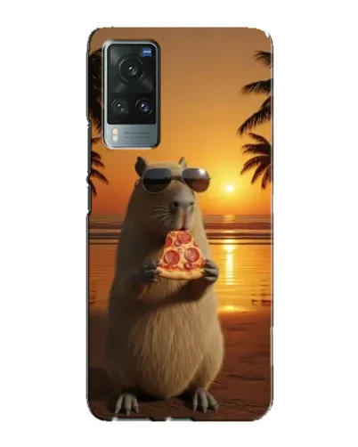 Чехол для Vivo X60 с картинкой «Капибара с пиццей»