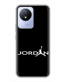 Чехол для Vivo Y02 с картинкой «Jordan White Logo»