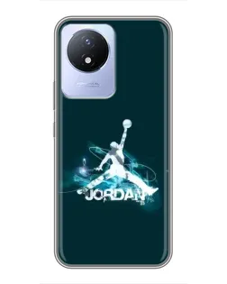 Чехол для Vivo Y02 с картинкой «Jordan Blue Fire»