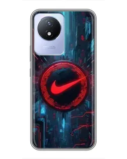 Чехол для Vivo Y02 с картинкой «Техногенный стиль Nike»