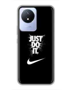 Чехол для Vivo Y02 с картинкой «Текстовый принт Nike»