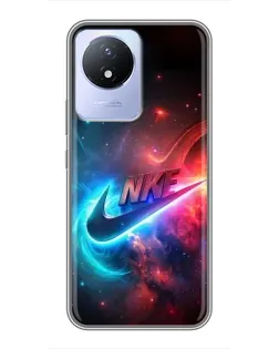 Чехол для Vivo Y02 с картинкой «Огненный логотип Nike»