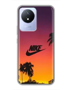 Чехол для Vivo Y02 с картинкой «Nike на закате солнца»