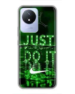Чехол для Vivo Y02 с картинкой «Зеленый неоновый Nike»