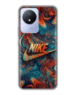 Чехол для Vivo Y02 с картинкой «Nike в абстракции»