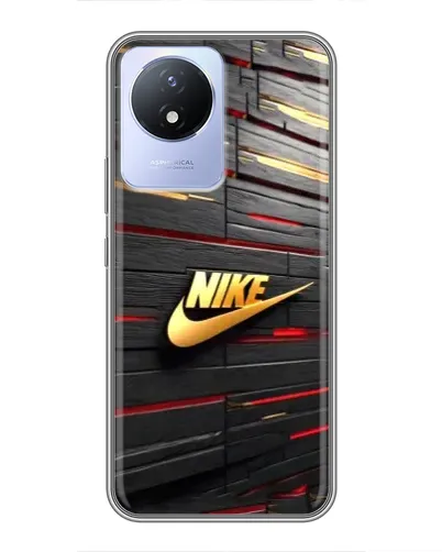 Чехол для Vivo Y02 с картинкой «Золотой Nike на металле»