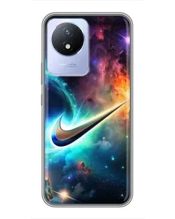 Чехол для Vivo Y02 с картинкой «Космический Nike Swoosh»