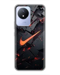 Чехол для Vivo Y02 с картинкой «Nike — эффект разломов»
