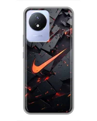 Чехол для Vivo Y02 с картинкой «Nike — эффект разломов»