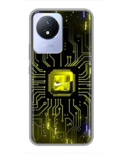 Чехол для Vivo Y02 с картинкой «Nike — золотая искра»