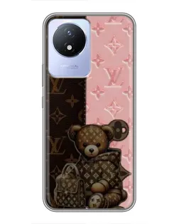 Чехол для Vivo Y02 с картинкой «Мишка в стиле LV»