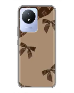Чехол для Vivo Y02 с картинкой «LV — кофейный атлас»