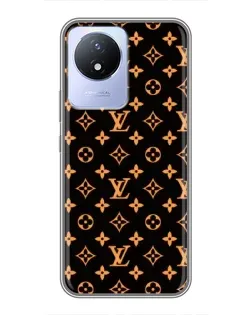 Чехол для Vivo Y02 с картинкой «Золотая монограмма LV»