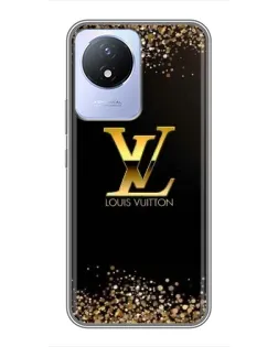 Чехол для Vivo Y02 с картинкой «LV — золотые искры»