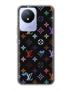 Чехол для Vivo Y02 с картинкой «Цветная монограмма LV»