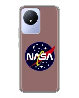 Чехол для Vivo Y02 с картинкой «NASA — ретро космос»