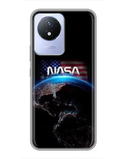 Чехол для Vivo Y02 с картинкой «Земля из космоса NASA»