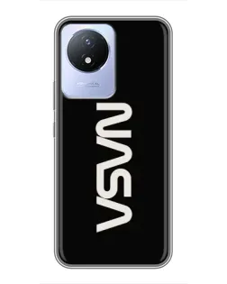Чехол для Vivo Y02 с картинкой «NASA — вертикальный логотип»